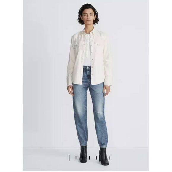 Rag & Bone Miramar Jogger Jeans Trompe L'oeil Cotton Pant Blue Women's Size S/P